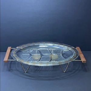 MCM Glasbake Serving Platter with Warming Cradle